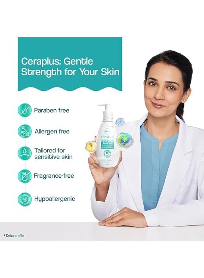 Venusia Ceraplus Lotion for Dry Skin - 5 Essential Ceramides for Deep moisturization & barrier repair I With Oat oil & oat extract,Hyaluronic Acid I Fragrance free body lotion I300gm - Image 2